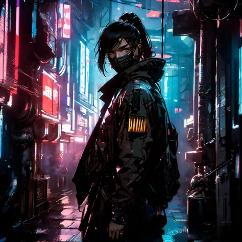 (rule of thirds),((ultra realistic illustration:1.3)).(dark sci-fi),(cyberpunk:1.3). a cold, gritty dystopic mega city at((night...