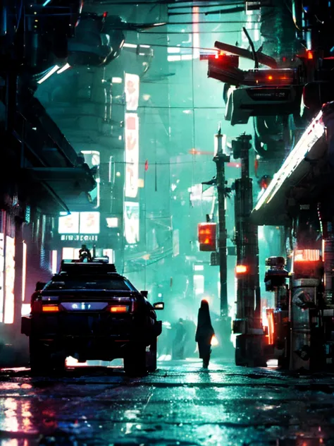 (rule of thirds),((ultra realistic illustration:1.3)).(dark sci-fi),(cyberpunk:1.3). a cold, gritty dystopic mega city at((night...