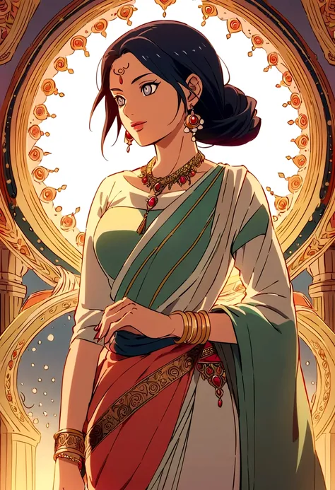 hinata hyuga (from naruto),a beautiful, traditional indian saree. you can choose a specific region's style for the saree, like k...