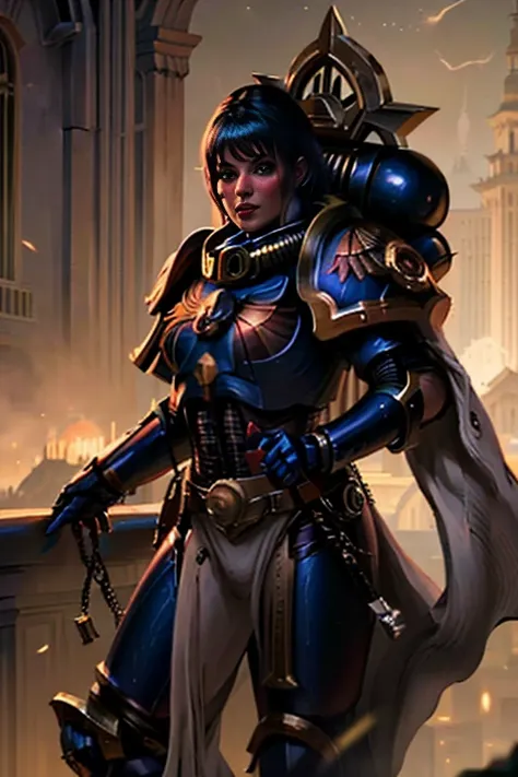 Night lord ADEPTA SORORITAS ultra realista 8k CG, (Futuristic:, Perfect artwork, master part, CIDADE FUTURISTA, Era futurista, Mechanicalgirl, fantasia), (((Antecedentes detalhados))) 20yo mulher afro cyborg musculoso modelo fresco,amazing stunningly beaut...