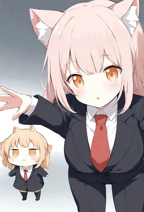 anime girl with cat ears and a red tie posing for a picture, (sfw) safe for work, anime catgirl, in strict suit, kantai collection style, cute anime catgirl, attractive cat girl, in a strict suit, nekomimi, oppai, marin kitagawa fanart, catgirl, anya from ...