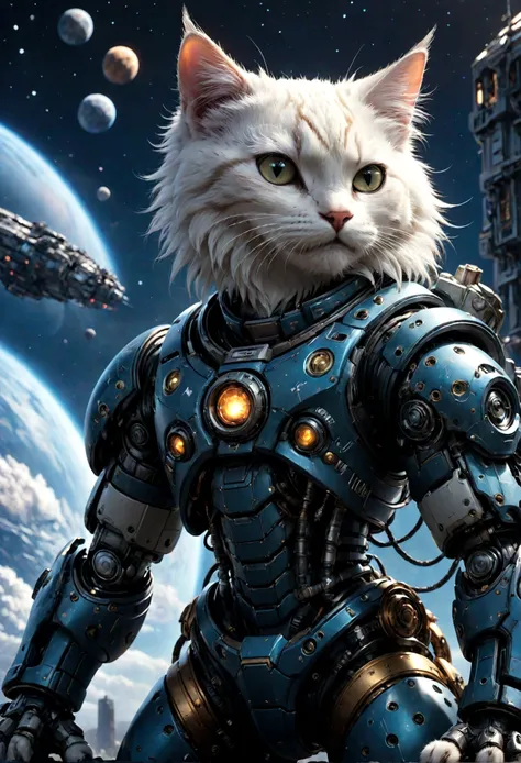 end，Cat，Mecha，Outer Space，HD，reality，Best quality