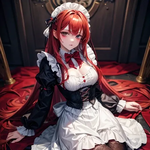 Redhead　Maid clothes　Morbid paleness