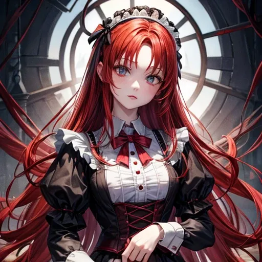 Redhead　Maid clothes　Morbid paleness