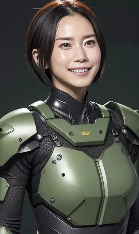 18-year-old、Textured skin, Super detailed, Attention to detail, high quality, 最high quality, High resolution, 1080p, hard disk, beautiful,(War Machine),beautifulサイボーグ女性,Dark Green Mecha Cyborg Girl,Battle Mode,Girl with a mechanical body,She is wearing a f...