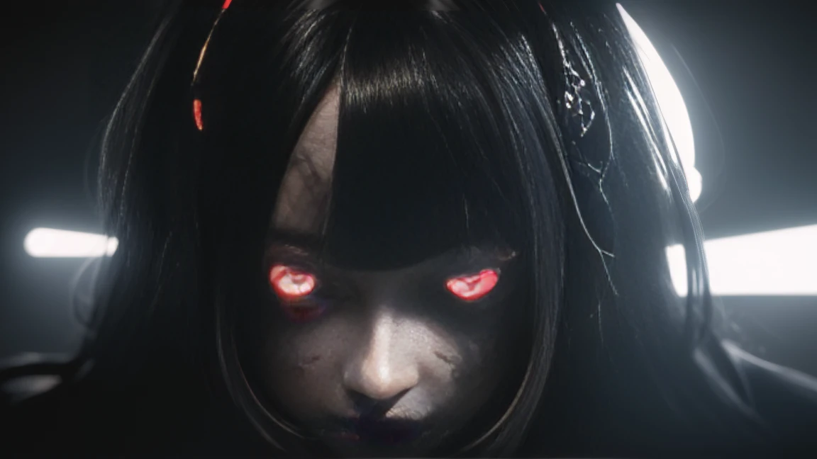 Excellent rendering, 8k, masterpiece, super high quality, beauty: 1.2, Professional Illustration: 1.1, Super detailed: 1.3, Ultra illumination, Very detailed, (About dark light) 1 girl, 
 Goth_Punk Red and Yellow Eye Heterochromia