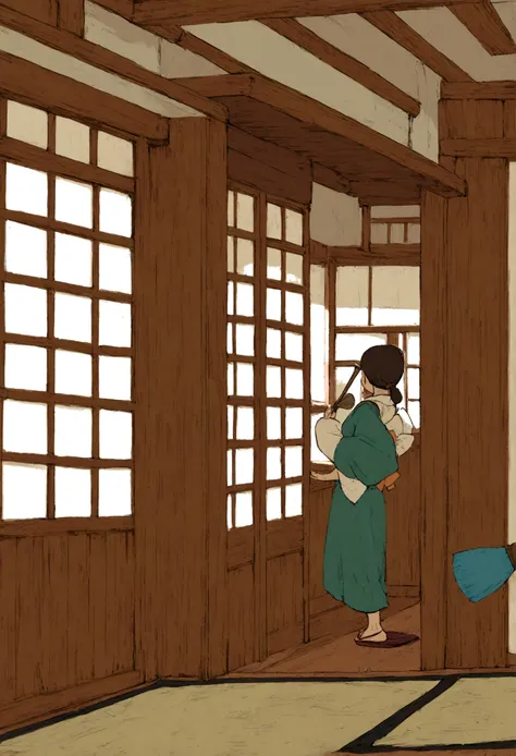 Japanese-style room　Japanese-style room　garden　Veranda　Fan　Ghibli style　summer　