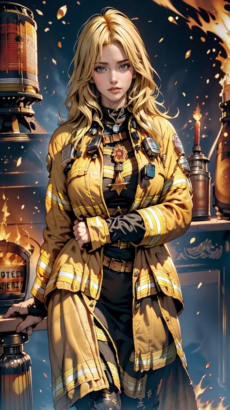 masterpiece, highest quality, (Beautiful Face: 1.1), (Realistic: 1.5) (Blonde Witch, Marisha Becker, 30-year-old woman, Fire Magic: 1.3), Upper Body