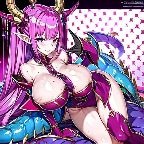 Elizabeth Bathory，Dragons Horn，Dragon tail，bad milk，Colossal tits，hip is cocked，Cute big breasts