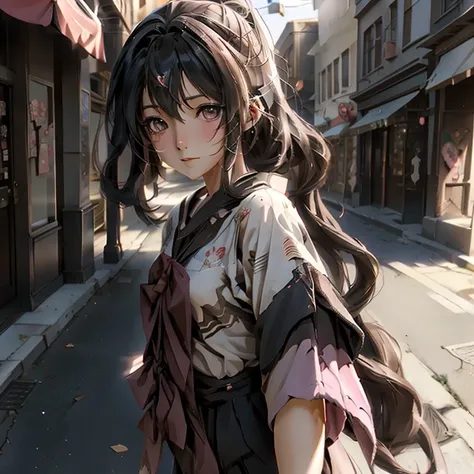 anime girl walking down a street in a , smooth anime cg art, anime visual of a cute girl, beautiful anime high school girl, realistic anime 3 d style, an anime girl, visual novel key visual, visual novel cg, young anime girl, painted in anime painter studi...