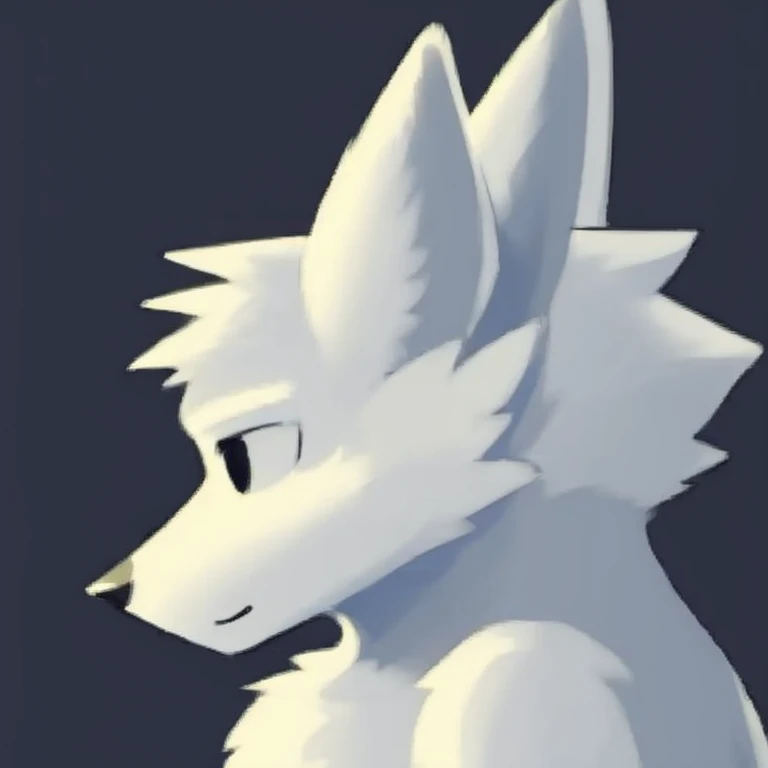 White fur, wolf, anthro, furry, simple art  ，side view