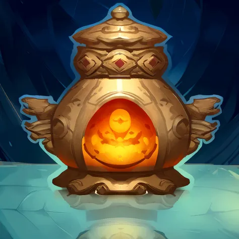 there is a cartoon image of a gold urn with a question mark, stylized game art, stylized concept art, item art, art of wlop and greg rutkowski, polycount contest winner, object concept art, hyperdetailed scp artifact jar, game asset, ancient symbol behind ...