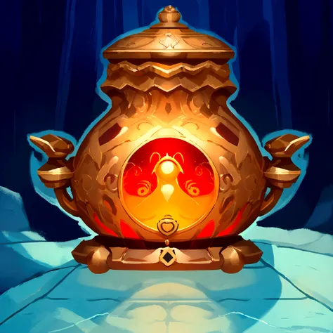 there is a cartoon image of a gold urn with a question mark, stylized game art, stylized concept art, item art, art of wlop and greg rutkowski, polycount contest winner, object concept art, hyperdetailed scp artifact jar, game asset, ancient symbol behind ...