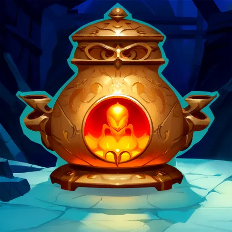 there is a cartoon image of a gold urn with a question mark, stylized game art, stylized concept art, item art, art of wlop and greg rutkowski, polycount contest winner, object concept art, hyperdetailed scp artifact jar, game asset, ancient symbol behind ...