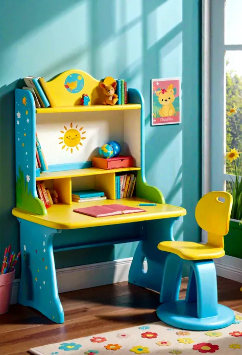 Childrens study desk, made of plastic material