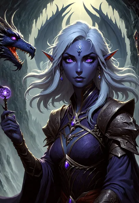 白发dark elves， noah bradley (noah bradley) inspiring portraits,dark elves，drow，dungeons &amp; dragons，magic game，magic，summon the...