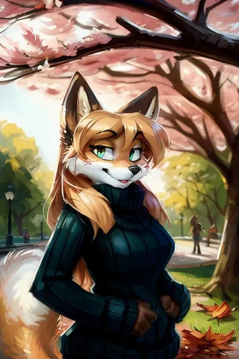 averi, fox girl, flat chest, chest fluff, day, anthro fox girl, body fur, curvy, sexy, nice, cute, hot, sensual, detailed, uploaded to e621, beautiful and detailed portrait of an anthropomorphic vixen ((female))) kenket, Ross Tran, ruan jia, uploaded to e6...