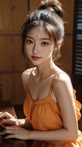 spotlight on stage,face close up,a woman,full body photo,table top, Best image quality, high quality, the background is clear，Beautiful woman, Japanese, detailed, detailed eyes, detailed skin, beautiful skin, 超highest resolution, (reality: 1.4),very beauti...