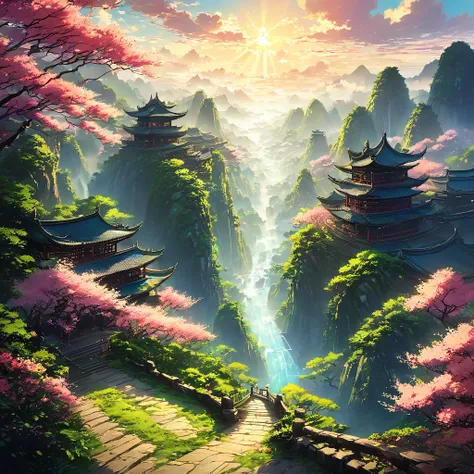 3000 years of Chinese history、Spectacular Nature,beautiful Anime Scenery, Landscape painting, Beautiful digital painting, Andreas Rocha, Beautiful artwork illustration, Awesome Wallpapers, Raymond Han, Tall beautiful paintings, Studio Greeble Makoto Shinka...