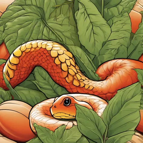 brightness, Comics style, snake, snake, corn snake, красный corn snake, красная snake, cartoon, растительные balloons, woodlice, Reptiles, amphibians, balloons, plants, flowers, vegetable, plants, plant, excellent HD quality, comics, comics