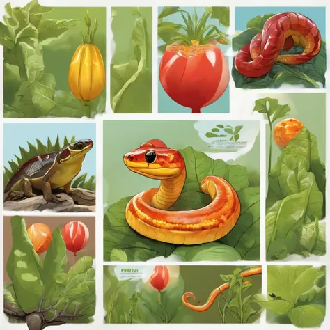 brightness, Style Comics, vegetable balloons, corn snake, woodlice, Reptiles, amphibians, balloons, plants, flowers, vegetable, vegetable balls, balls, excellent HD quality, comics