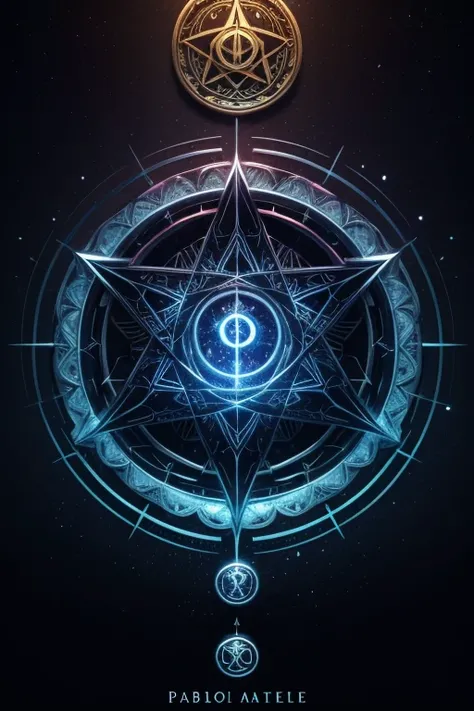 Generate an emblem in a mystical style, esoteric and ancient. No emblema deve estar escrito "Pablo Salatiel 