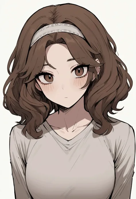 ((best quality)), ((masterpiece)), (detailed), man, 30s, Webtoon writer, hair band, Curly hair, brown hair
