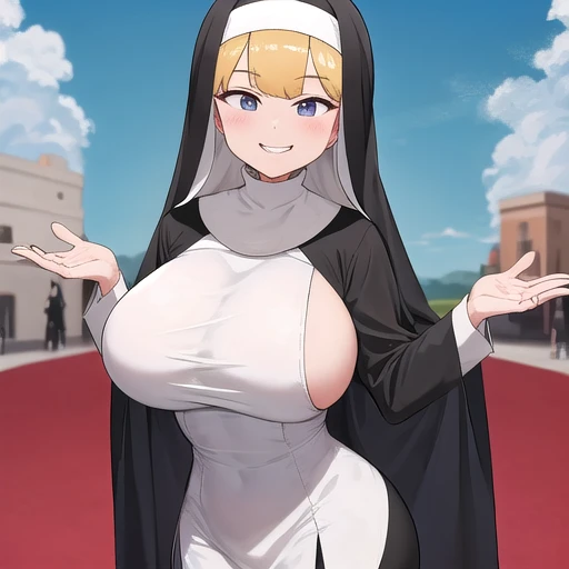 Nun clothes,smile,big breast,smile,smug face