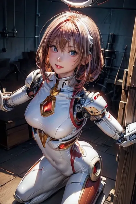 #Basics A girl is posing for a photo, animeのかわいい女の子, (((One Girl, Baby Face, 16 years old))), 
BREAK 

#Clothing Accessories 
(((White on red)Mechanical Cyborg Body Suit:1.4), Robot Girl:1.4 + Gauntlet, rifle), 
BREAK 

#Features 
(Matte pink hair:1.4, Ban...