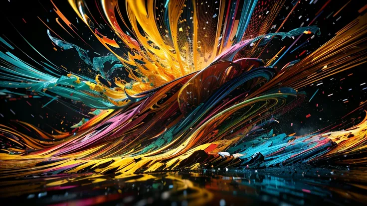 multicolored dynamic abstract liquid flow particles turbulence,cinema 4d, fully dynamic motion design, x-particles, dynamics fx,...