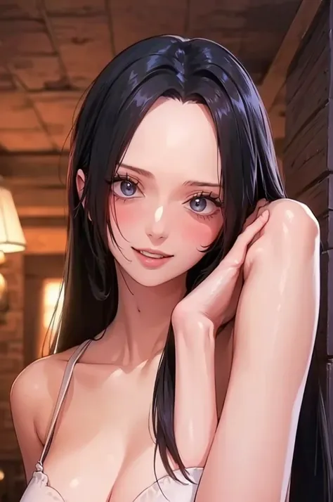 (((masterpiece))), (((best quality))), ((ultra-detailed)), (highly detailed CG illustration), Boa Hancock, , (masterpiece:1.5), Detailed Photo, Smiling, Sexy, (Best Quality: 1.4), (1girl), Beautiful Face, (Black Hair, long Hair: 1.3), Beautiful Hairstyle, ...