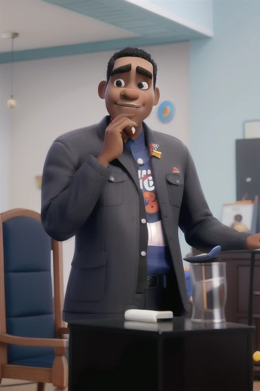 UM HOMEM NEGRO ORANDO, ESTILO PIXAR, ALTA QUALIDADE , MELHOR QUALIDADE