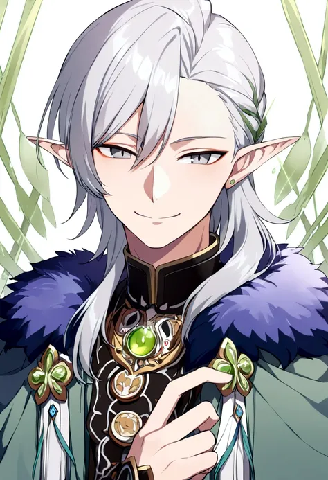 details, puple power in hand (effect), a closeup of a person with long white hair and a bow and arrows A portrait of a male elf, silver-skinned male elf, Rio Male, male fantasy portrait, handsome male elf, Portrait of Drizzt DoUrden, Portrait of fin wildcl...