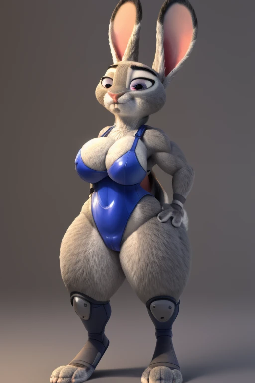 Disney, Zootopia, Judy Hopps nude enormous massive gigantic big large fat breasts andenormous massive muscular legs, rabbit, female, animal, enormous mammal, furry, rabbit head, rabbit ears, gray ears, gray fur, gray color, white belly, white chin, gray ar...