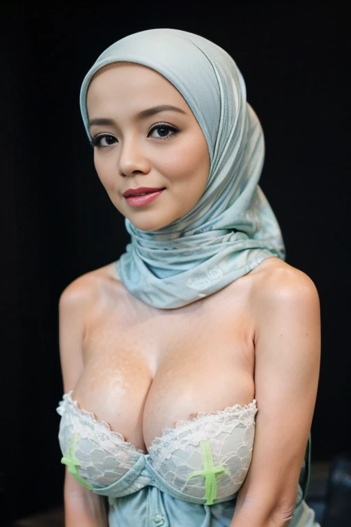 ((Gigantic tits:1.6)), (from behind up) seductive pose, ((Thin body:1.2)), (Happy smile), (((HIJAB MALAY GIRL))), masutepiece, High quality, UHD 32K, Realistic face, Realistic skin feeling , A Japanese Lady, 32 years old matured lady, (((FLAT CHEST))), (Ni...