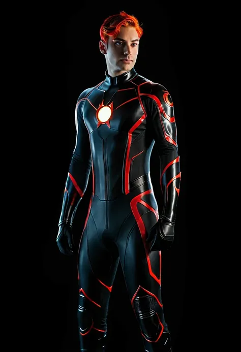 arafed man in a costume standing in front of a black background, man in full body suit, superhero, marvel character, tight neopr...