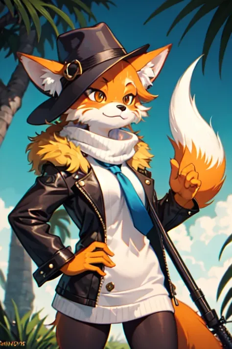 Anthro furry fox with a Fedora sniping