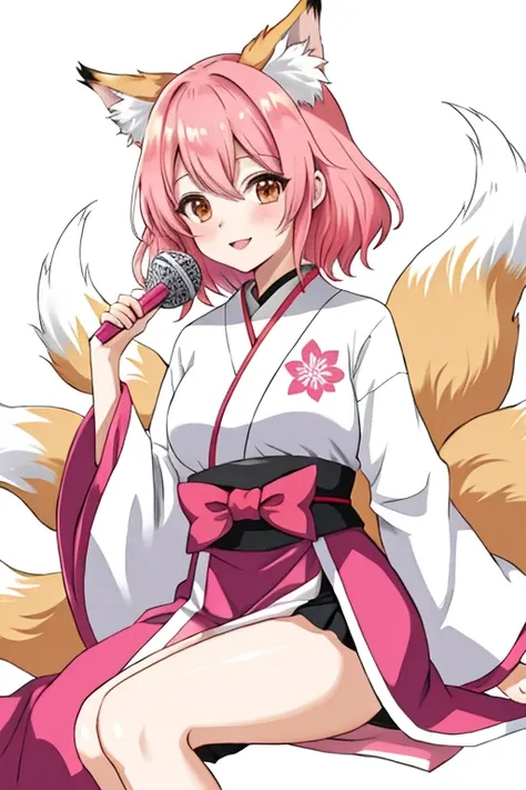 anime female kitsune with pink hair