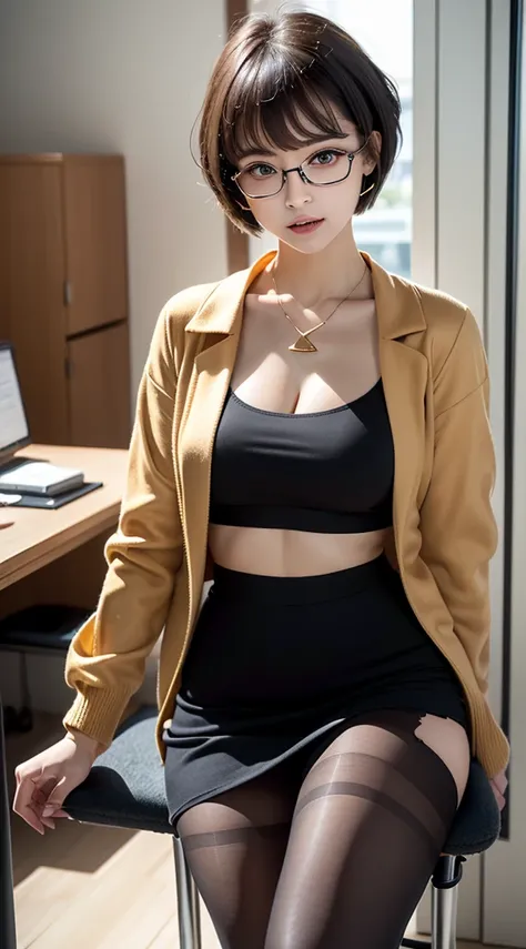 table top, highest quality, Photoreal, finely, High resolution, 8k wallpaper, perfect dynamic composition, Accurate representation of the beautiful anatomical structure of the eye, (((pixie cut、wavy))), big and full breasts, random sexy pose,chest to chest...