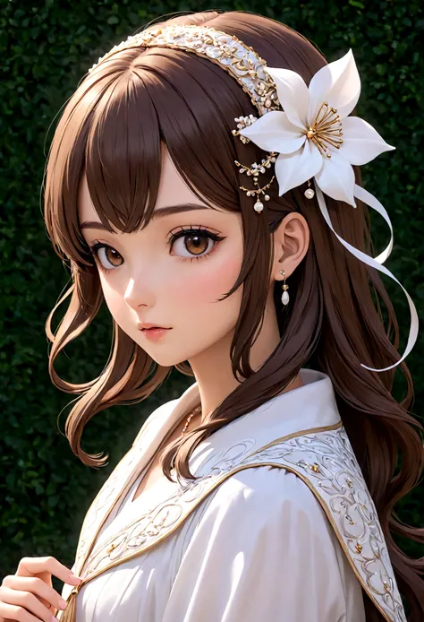 masterpiece,
1 kawaii girl,
Brown hair accessories,
 