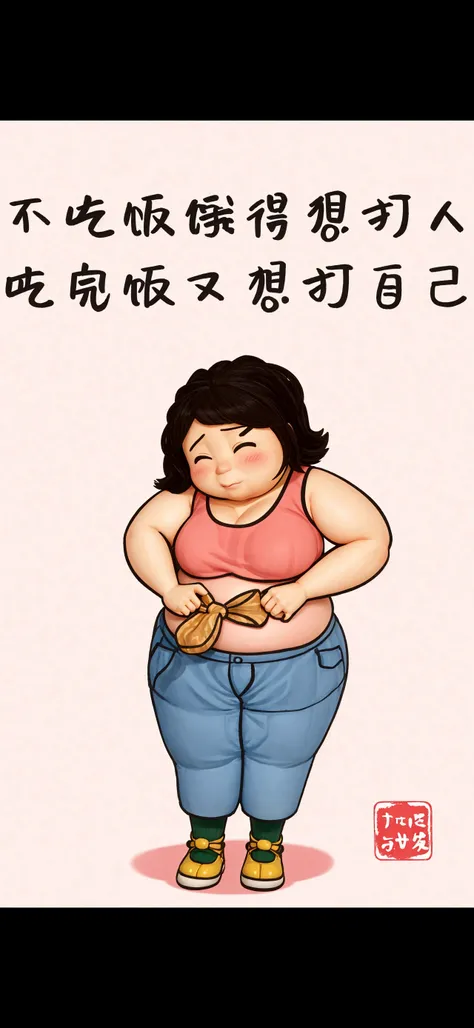 一个有着pregnant和粉色上衣的女人的漫画, fat ), Thin waist, Fat belly, Her belly is fat and round, fat, Fat woman, overweight, author：Oka Yasutomo, author：Tomioka Tessai, bbw sauce, pregnant, author：Nobutada Yanagawa, author：Okada Kitasamatsu