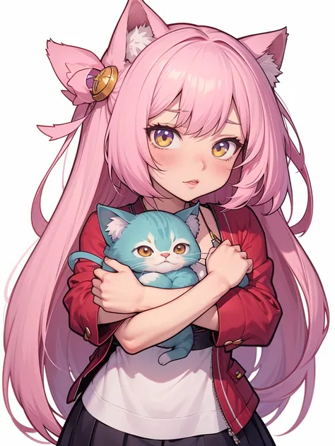 garota de anime com um monte de gatos sentados no colo, bonitinho anime catgirl, bonitinho anime, bonitinho anime style, anime c...