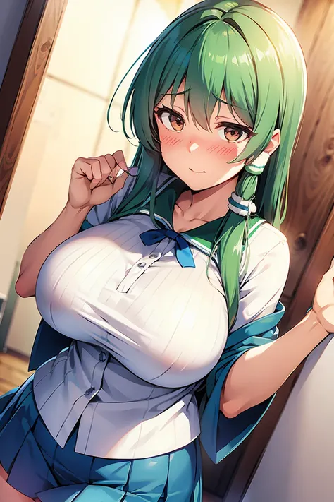 Sanae Kochiya　Big Tits　Embarrassed　Blushing