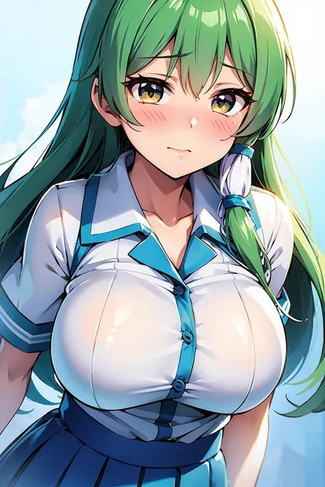 Sanae Kochiya　Big Tits　Embarrassed　Blushing