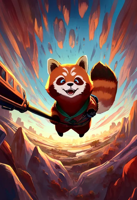 red panda; pixar; anime; ski; expressionistic