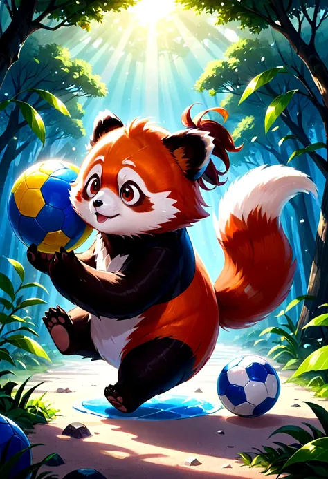 red panda; pixar; anime; socker; ball; expressionistic