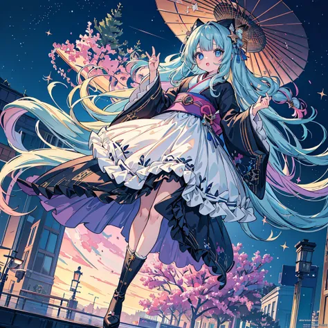 1girl、star fairy、(((highest quality、最高masterpiece、official art、the best dynamic composition、ultra-detailed eyes、fine hair)))、lea...