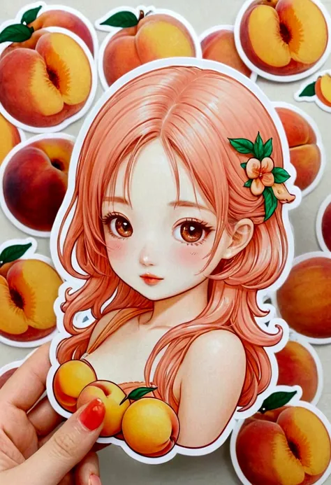 Peach Fruit Girl Sticker