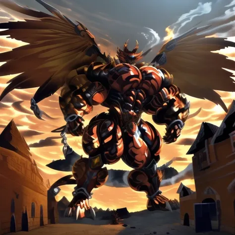 (masterpiece. official art. 8k. best quality. detailed full body. full body.)

(situation 1 : dominating GARO. GARO is over 1000 meters long. focus GIANT mechanical Muscular GARO is trampling the city. Looking down. macro. stomp. Low-angle perspective. emp...