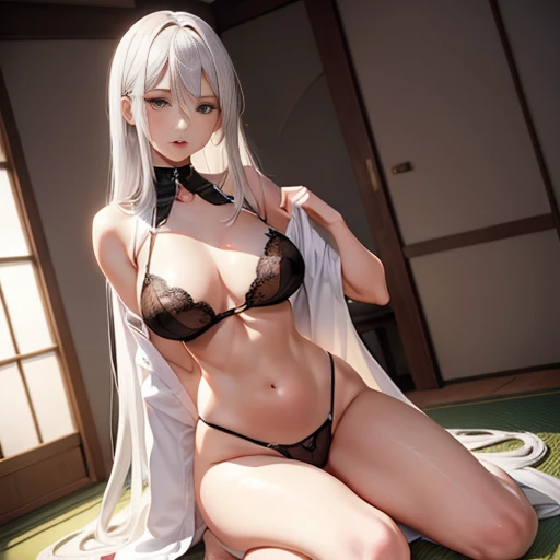 Anime Cutie with Silver Tresses, Leaning Languidly, Coveted Curves, Sleek Waist, Revealed in Lingerie, Sin Ropa

Youthful Anime Character, Kneeling Seductively, Platinum Hair, Amplified Bosom, Narrow Hips, In Underwear, Omitted Head of a Mature Adolescent ...